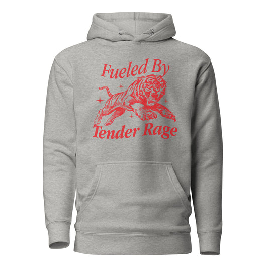 "FUELED BY TENDER RAGE" - PREMIUM HEAVYWEIGHT GREY HOODIE